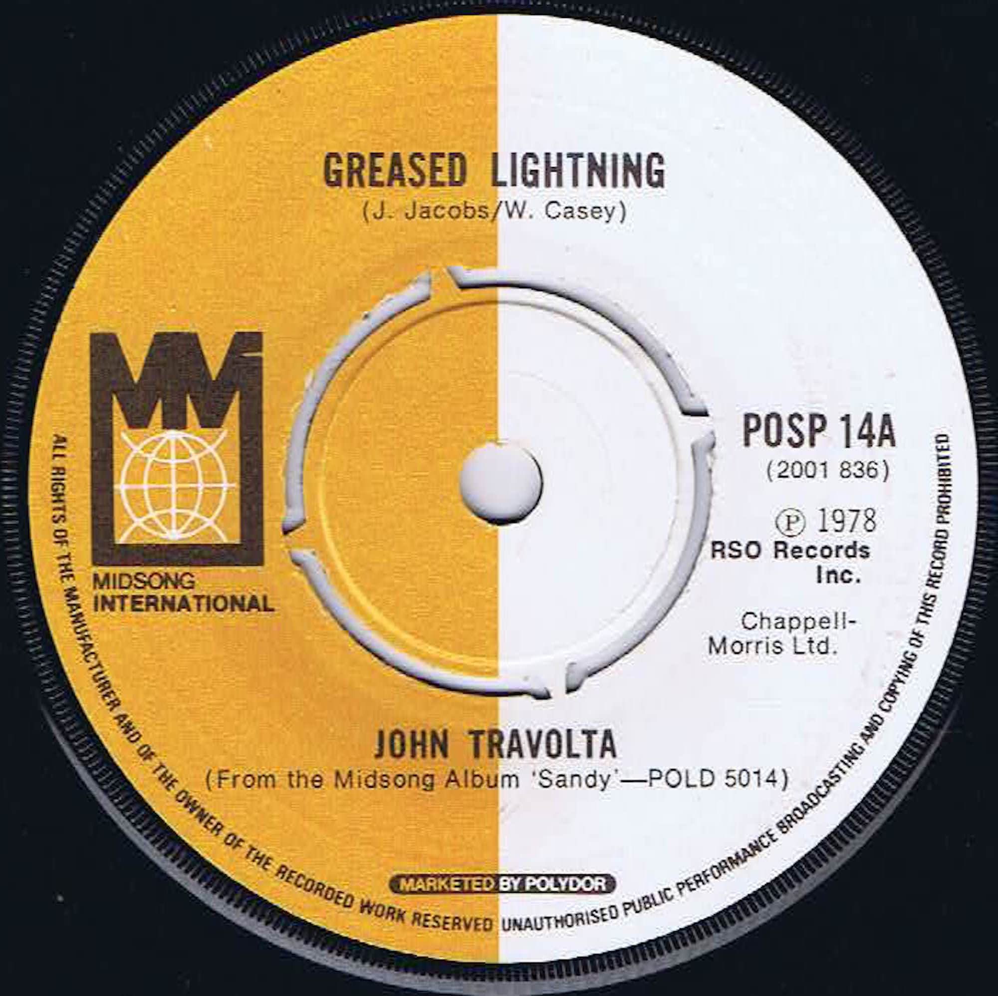 John Travolta – Greased Lightning - POSP 14 - 7-inch Vinyl Record