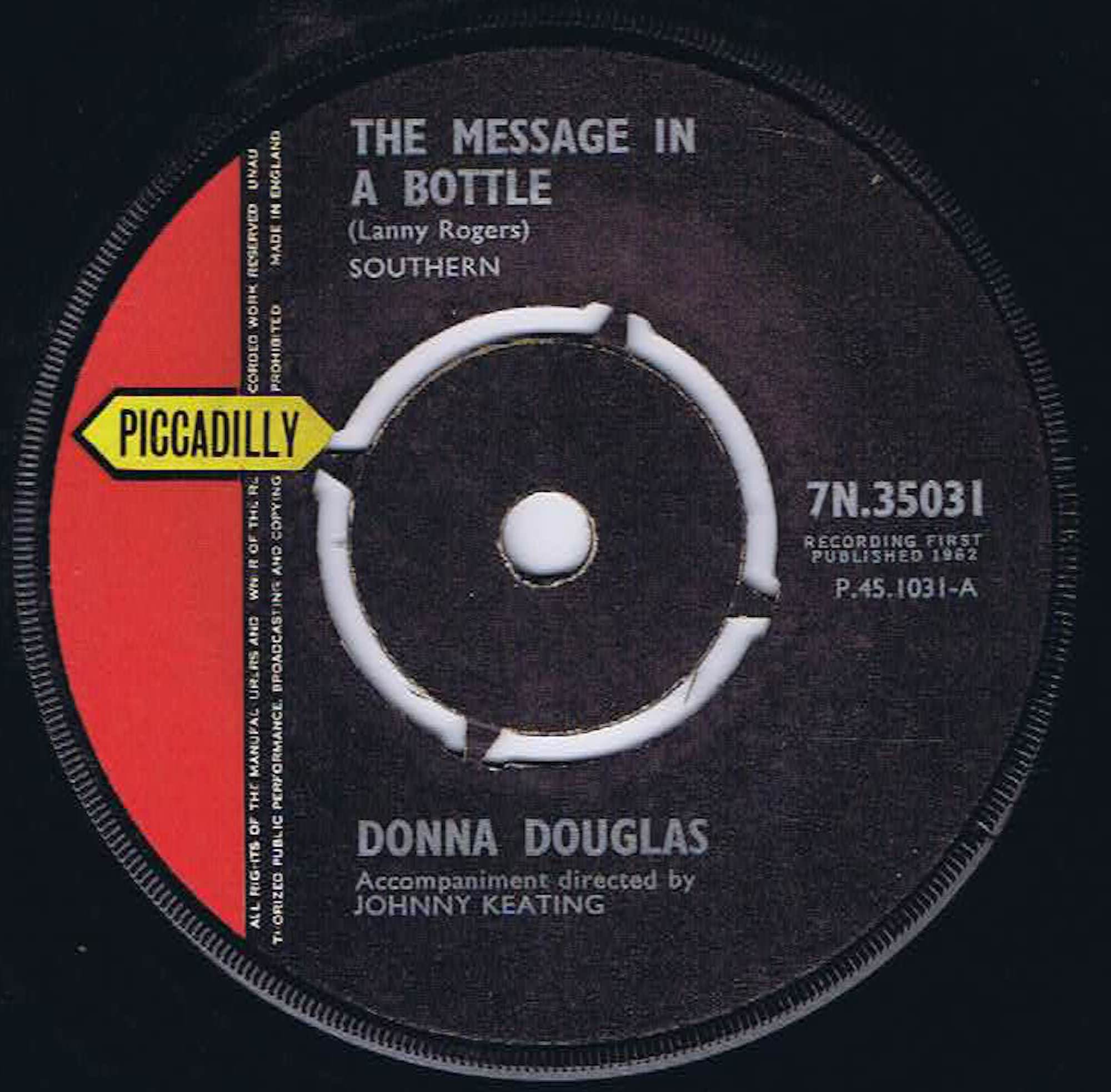 Donna Douglas – The Message In A Bottle - 7N.35031 - 7-inch Vinyl Record
