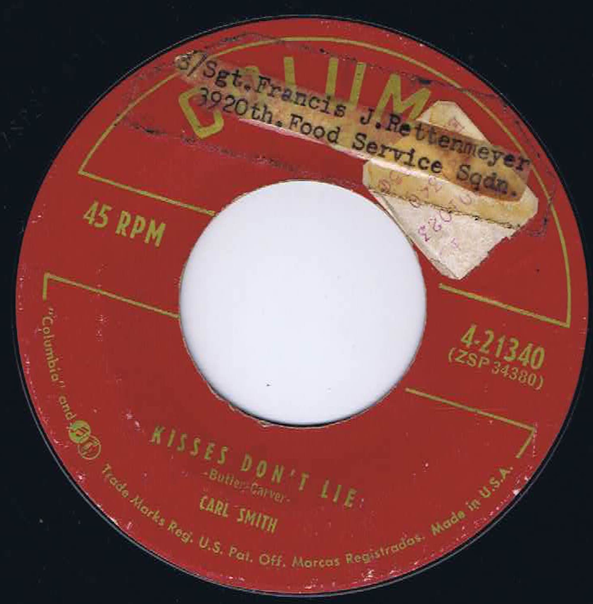 Carl Smith – No, I Don't Believe I Will / Kisses Don't Lie - 7-inch Vinyl Record