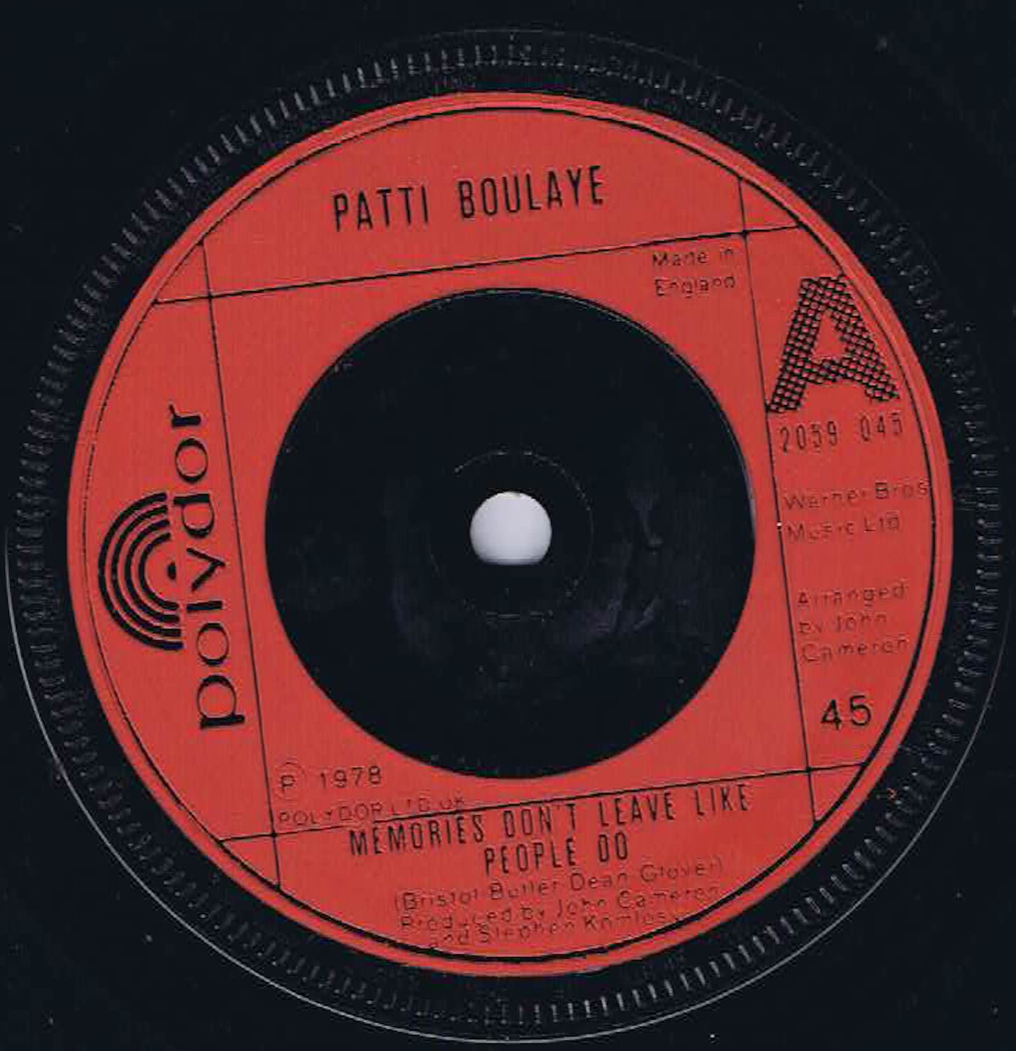 Patti Boulaye – Memories Don't Leave Like People Do - 7-inch Vinyl Record