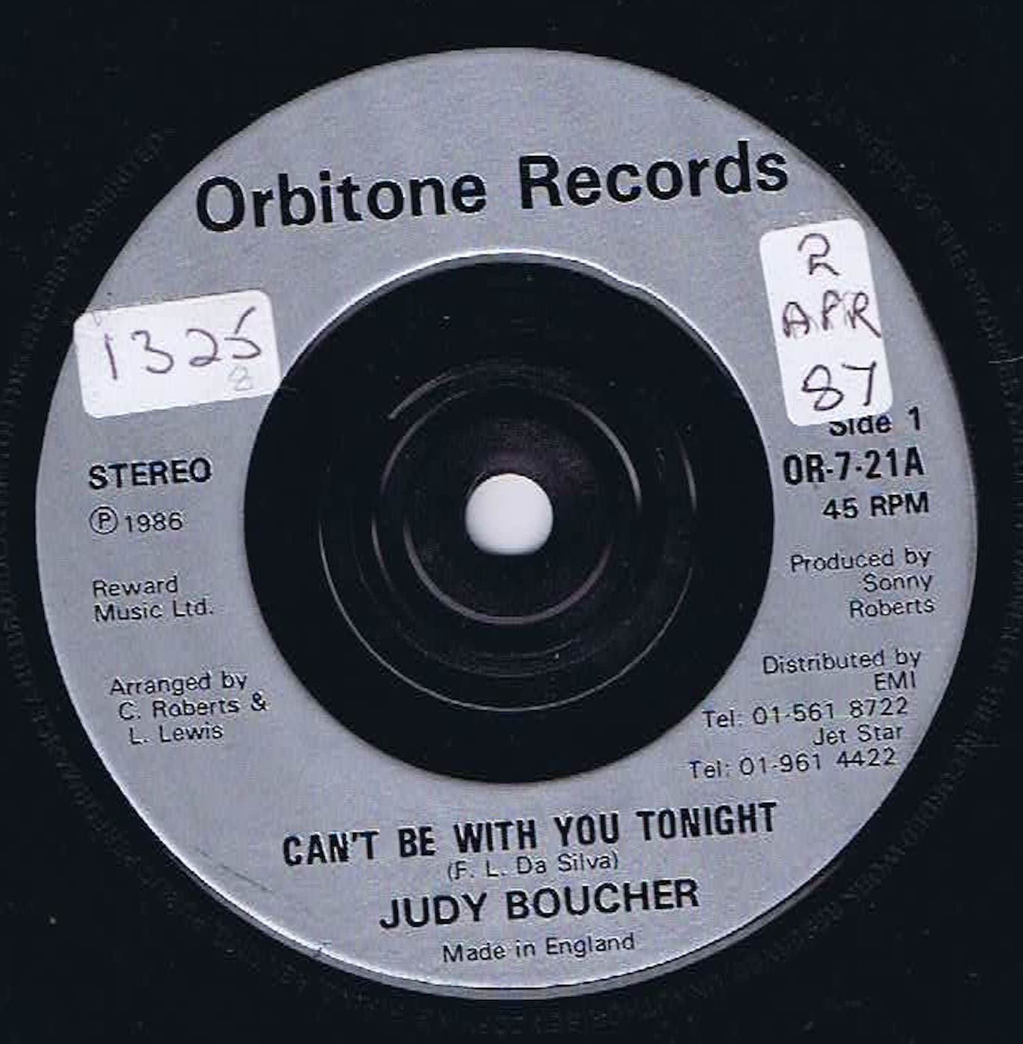 Judy Boucher – Can't Be With You Tonight - OR-7-21 - 7-inch Vinyl Record