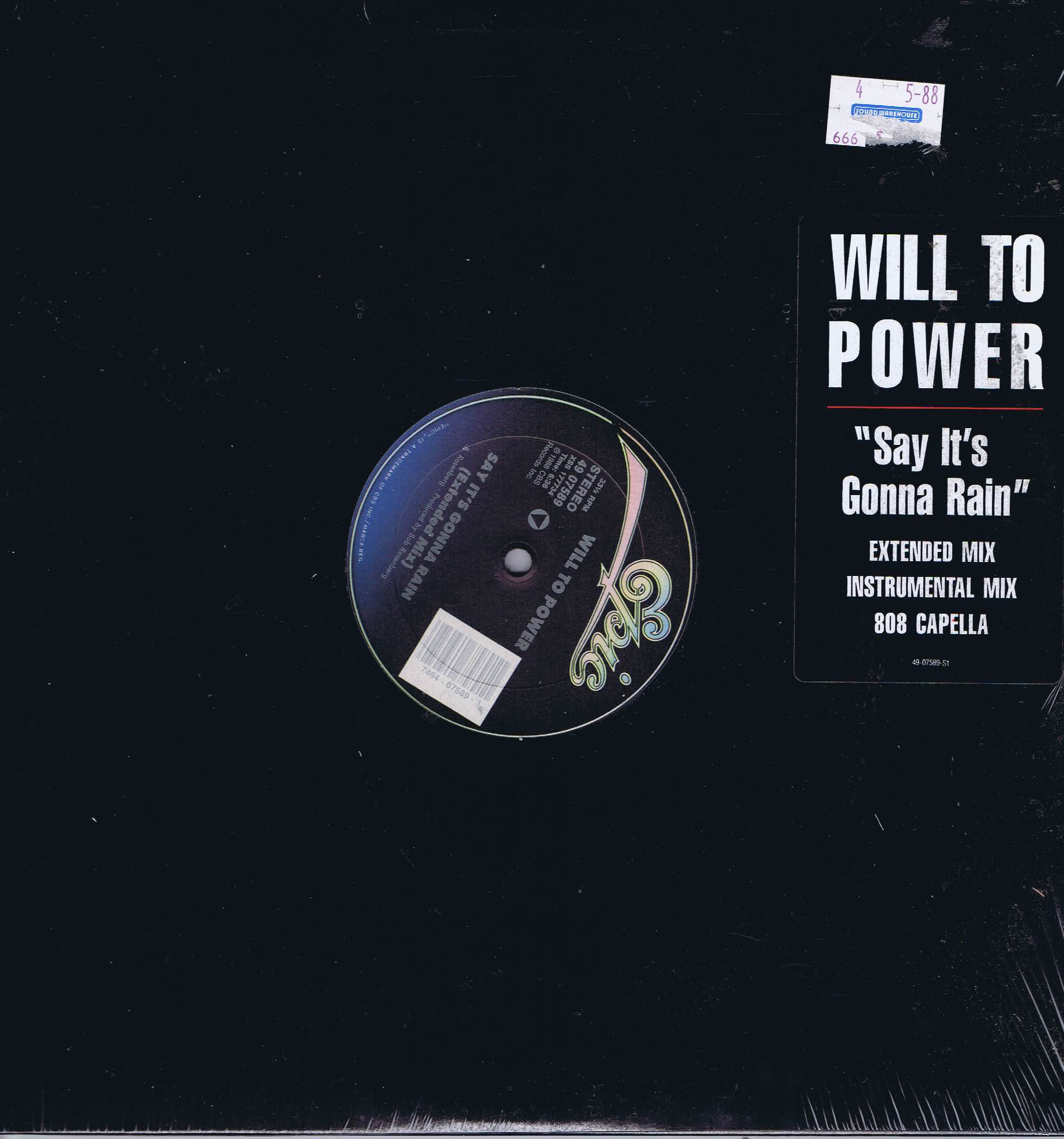 Will To Power - Say It's Gonna Rain - 49 07589 – US 12-Inch Vinyl Record