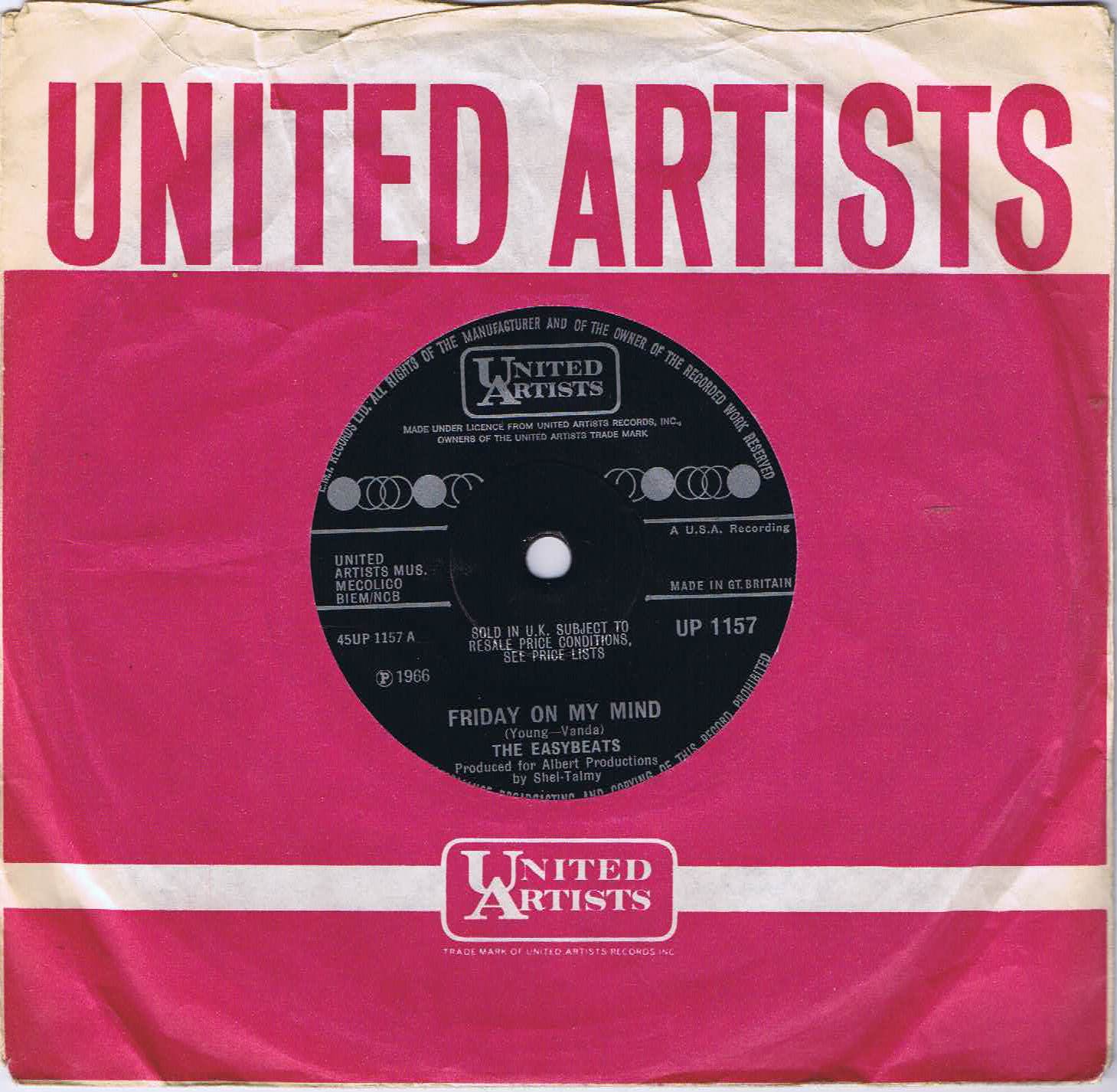 The Easybeats - Friday On My Mind - UP 1157 - 7-inch Vinyl Record