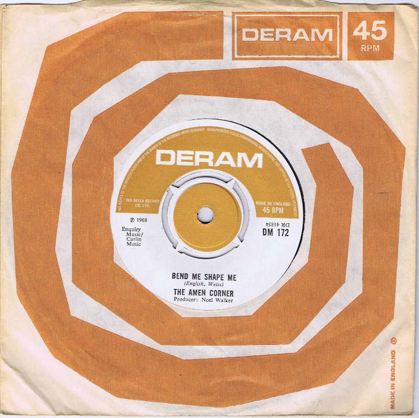 The Amen Corner - Bend Me, Shape Me - Deram DM 172 - 7-inch Vinyl Record