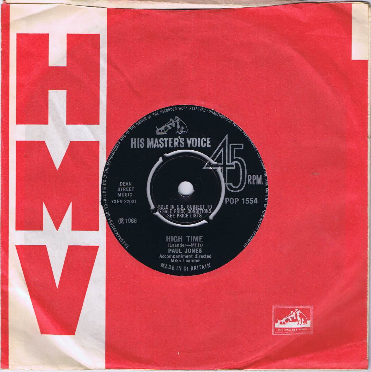 Paul Jones - High Time - POP 1554 - 7-inch Vinyl Record