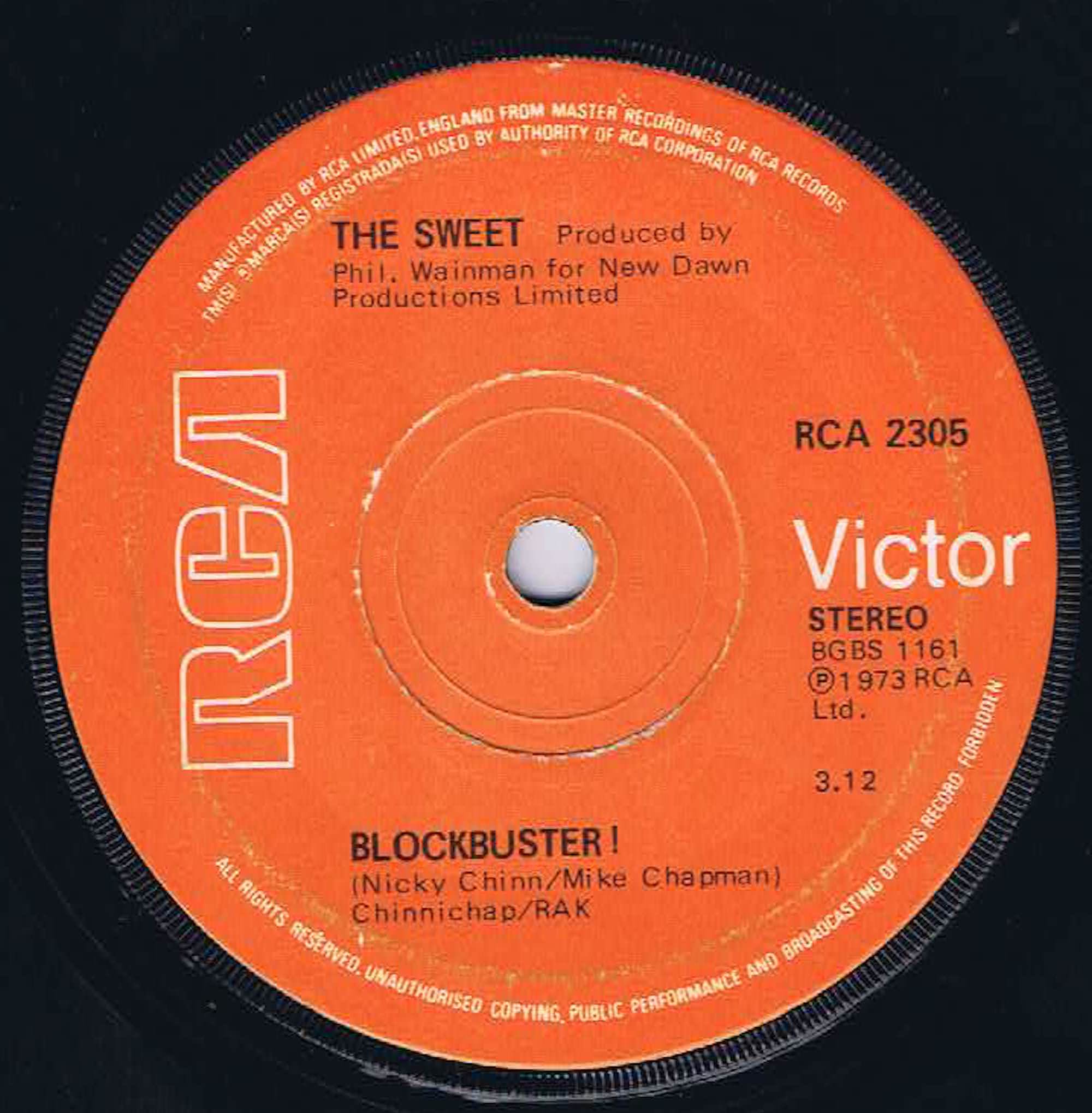 The Sweet – Blockbuster ! - RCA 2305 - 7-inch Vinyl Record