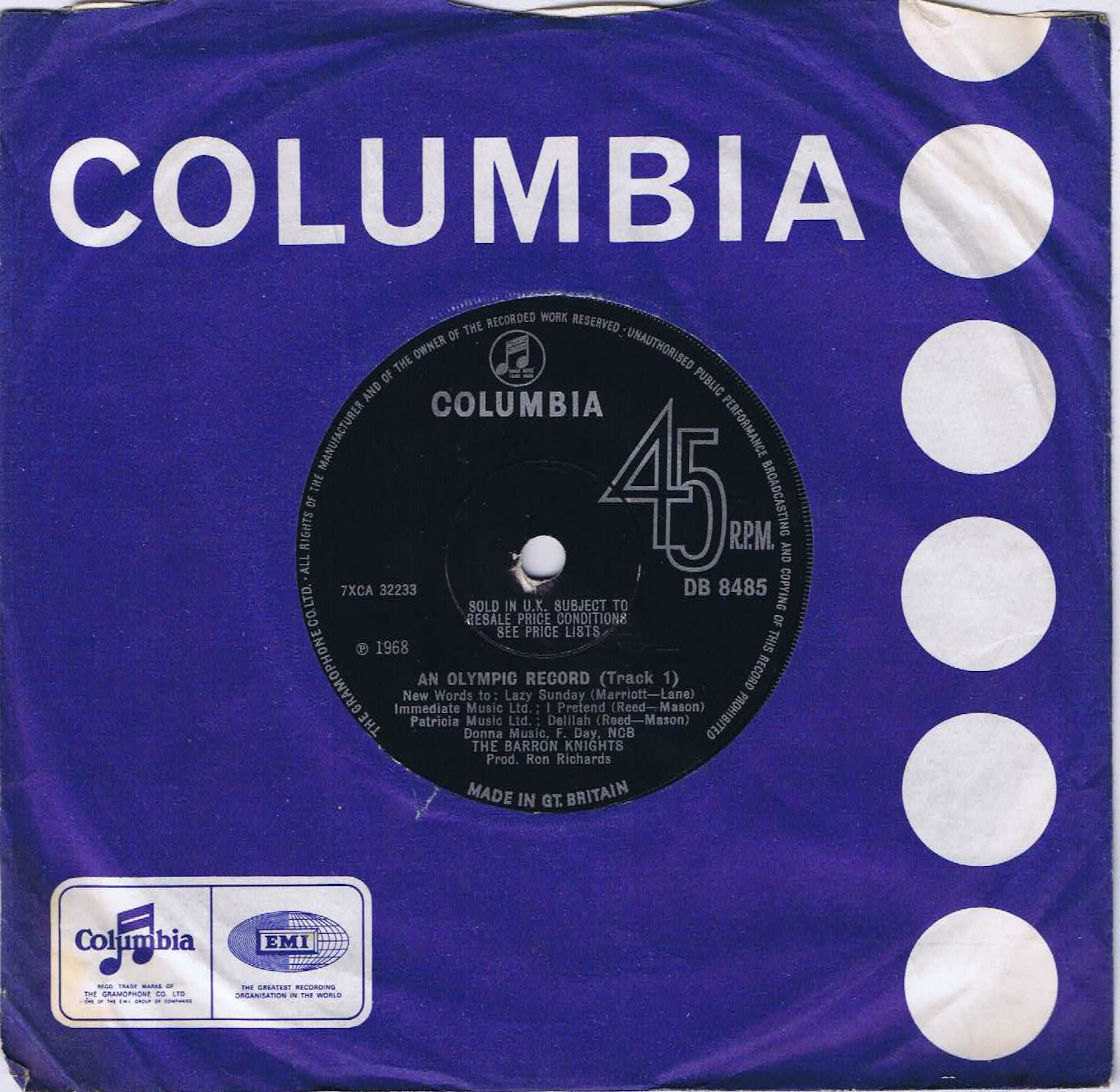 The Barron Knights – An Olympic Record - DB 8485 - 7-inch Vinyl Record