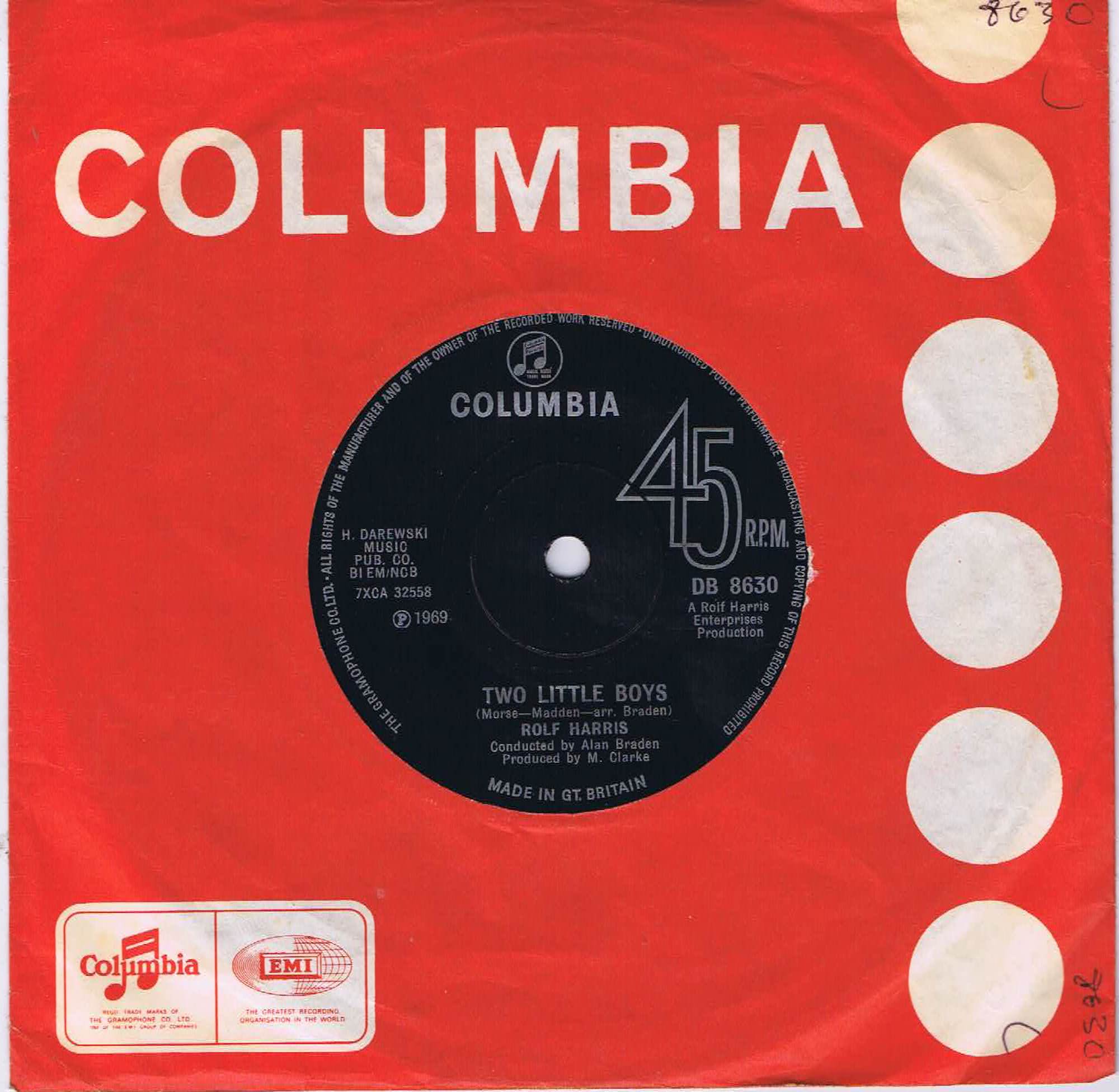 Rolf Harris - Two Little Boys - DB 8630 - 7-inch Record