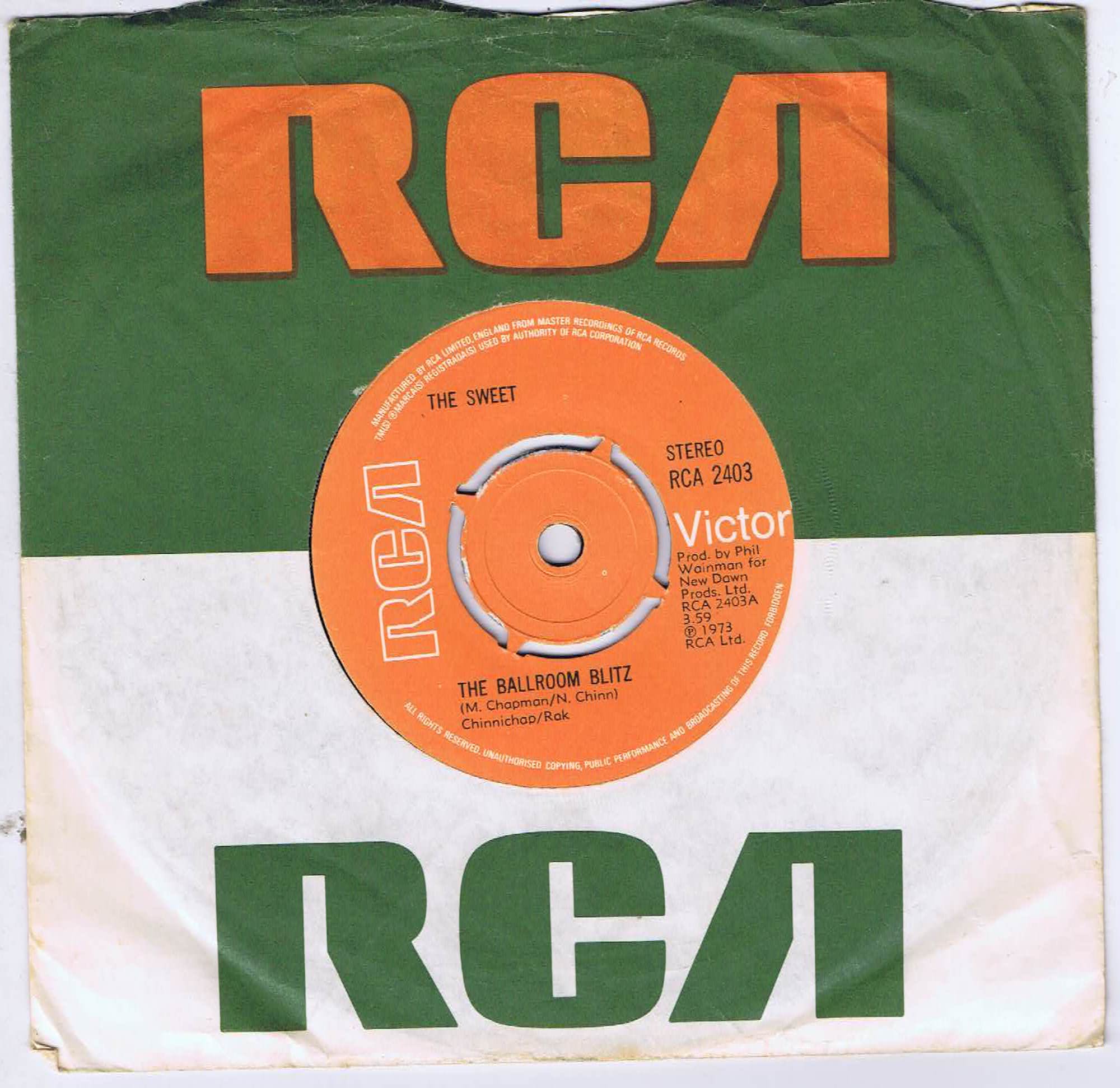 The Sweet – The Ballroom Blitz - RCA 2403 - 7-inch Vinyl Record