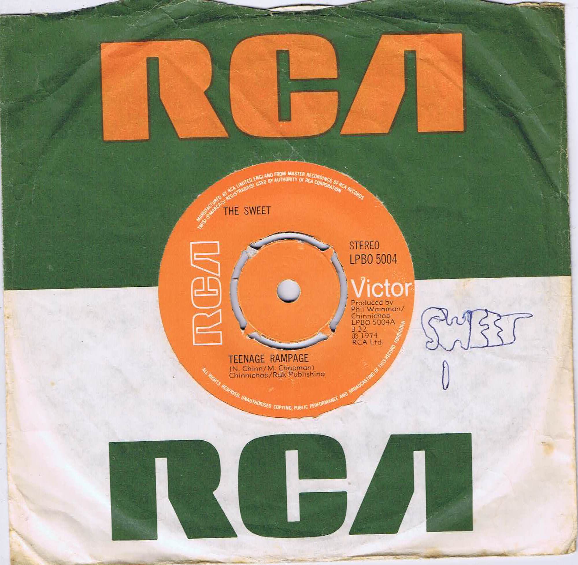 The Sweet – Teenage Rampage - LPBO 5004 - 7-inch Vinyl Record