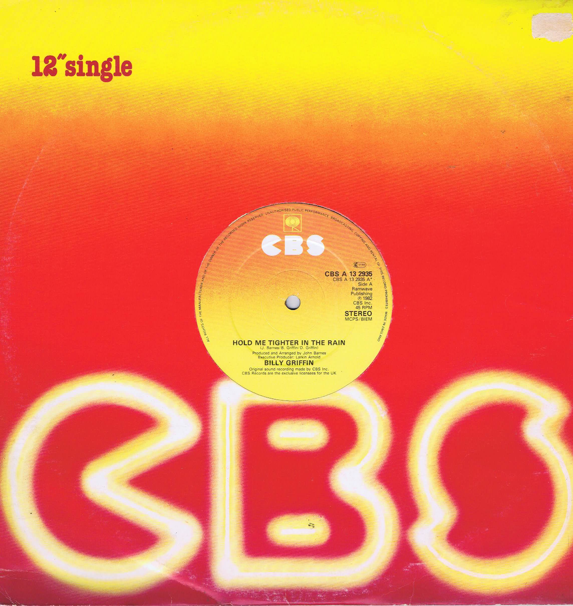 Billy Griffin - Hold Me Tighter In The Rain - CBS A 13 2935 - 12-inch Record