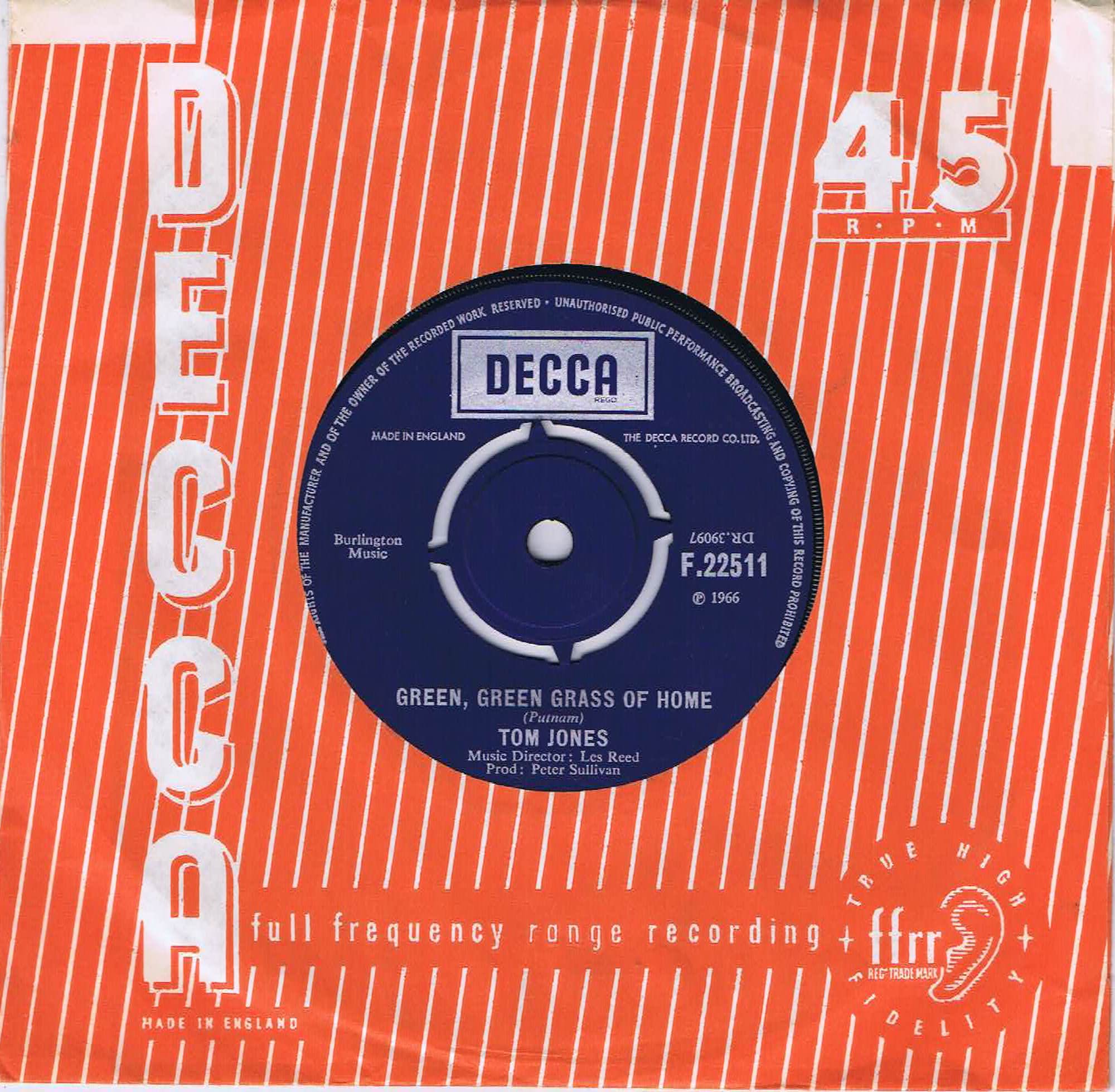 Tom Jones - Green, Green Grass of Home - F.22511 - 7-inch Vinyl Record