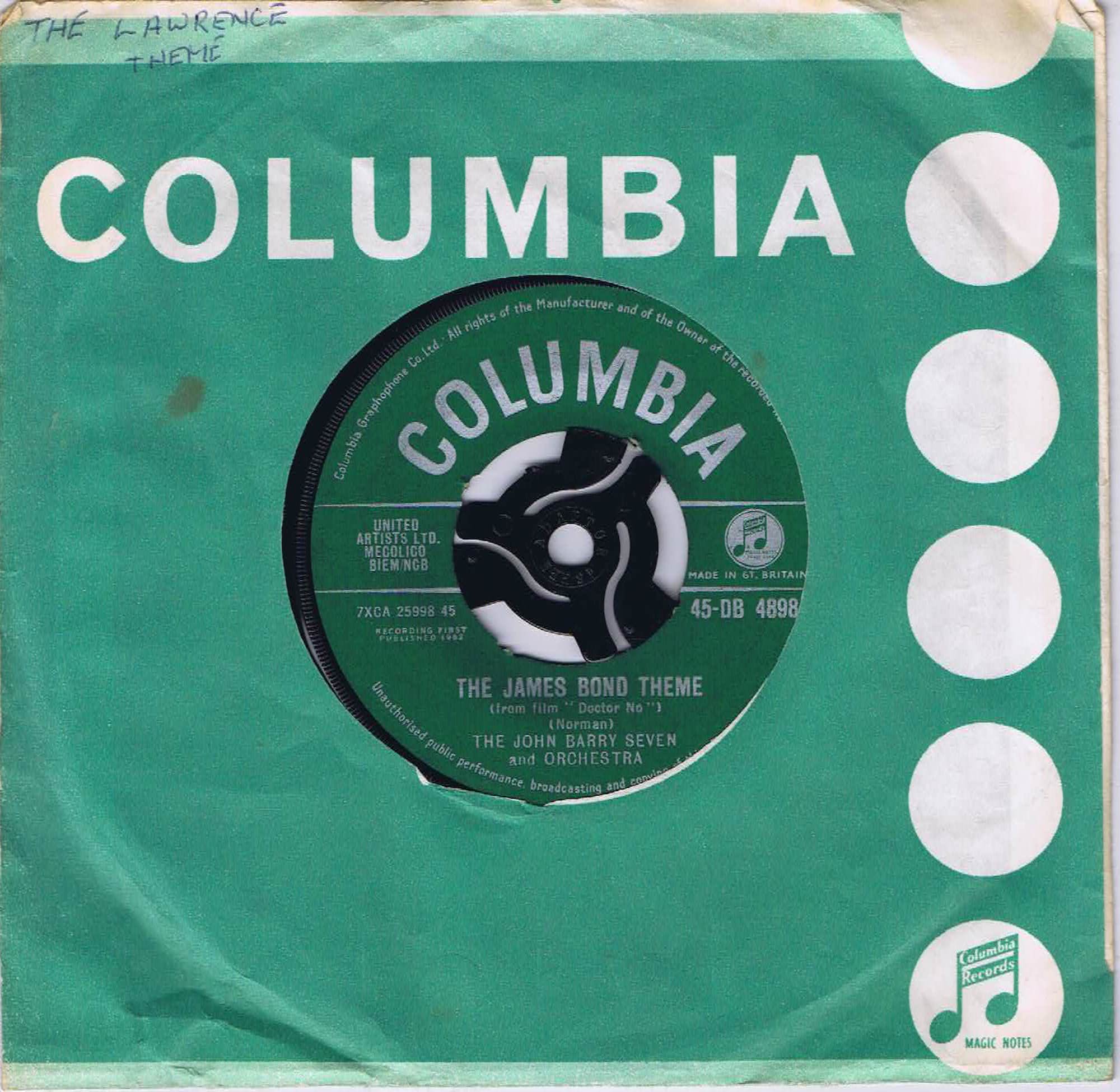 The John Barry Seven And Orchestra ‎– The James Bond Theme - 7-inch Vinyl Record