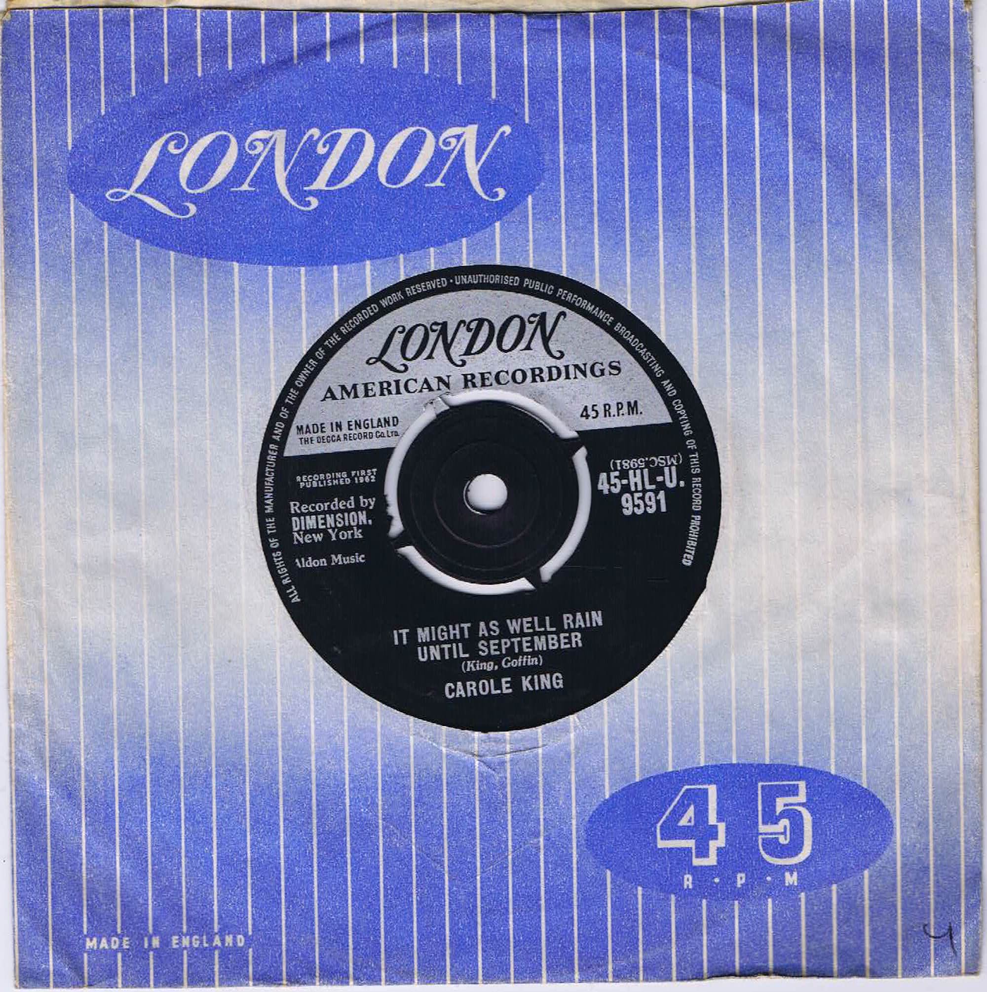 Carole King – It Might As Well Rain Until September - 45-HL-U. 9591 - 7-inch Vinyl Record
