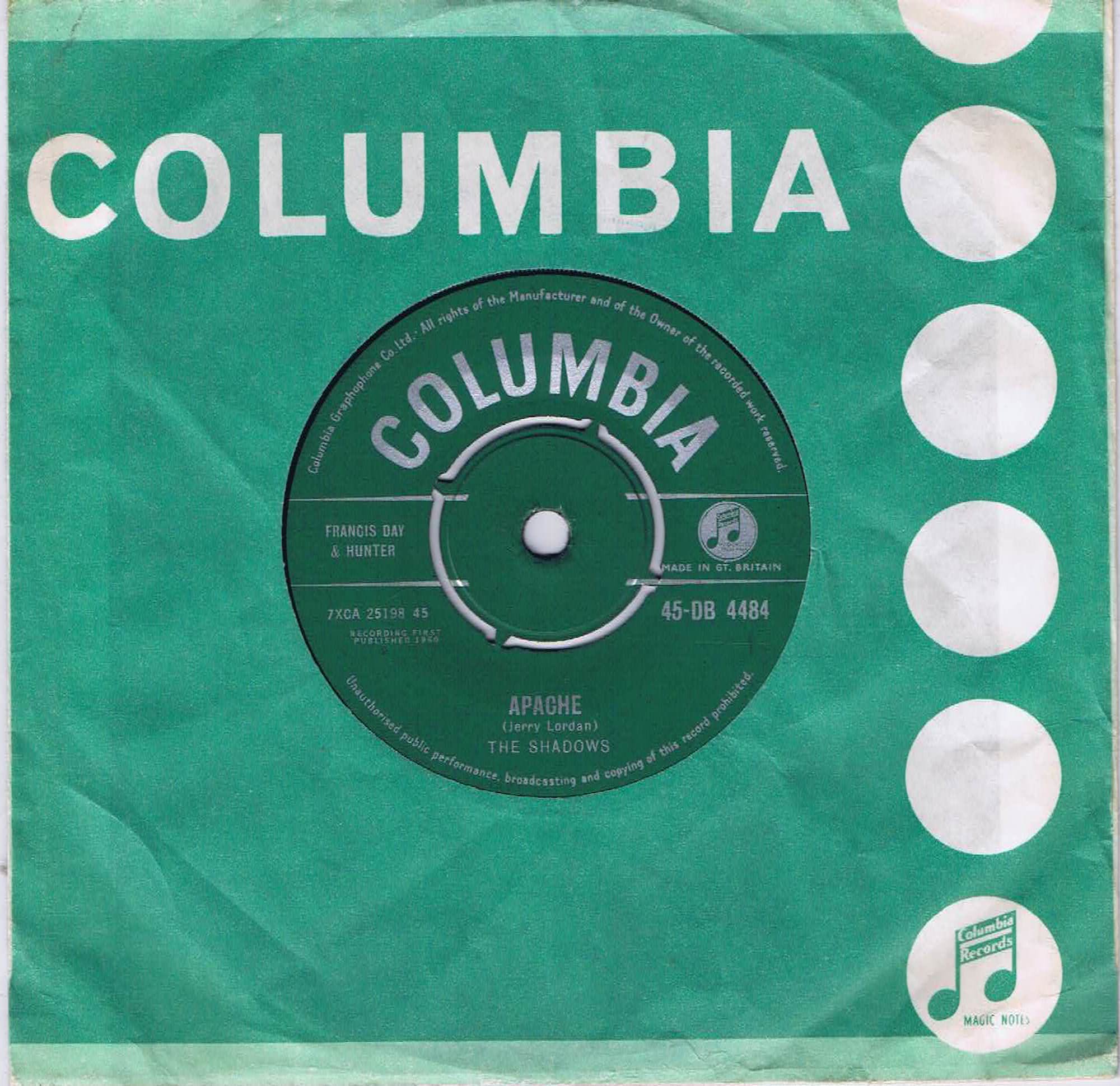 The Shadows – Apache - 45-DB 4484 - 7-inch Vinyl Record
