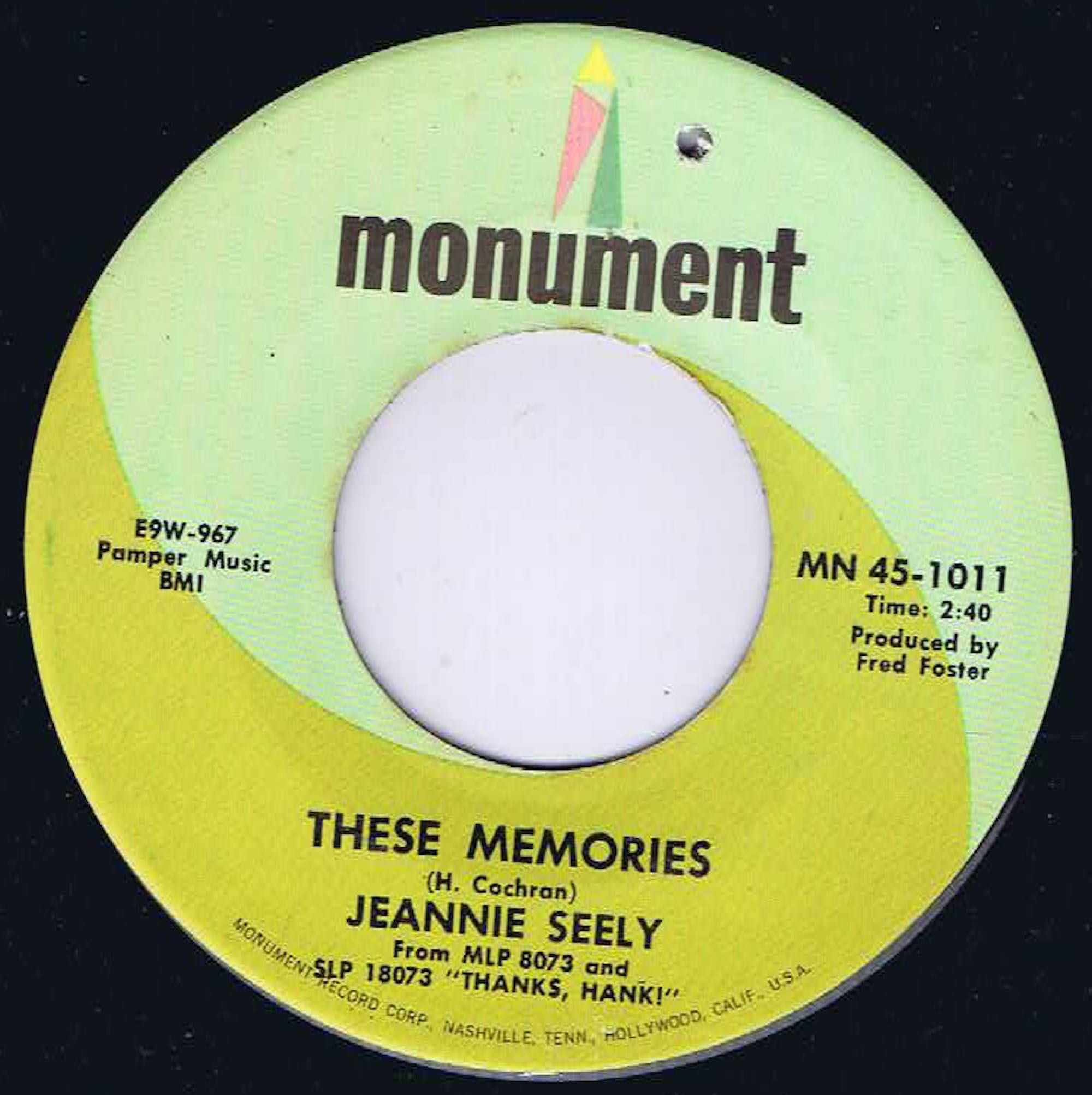 Jeannie Seely - These Memories - MN 45-1011 - 7-inch Vinyl Record