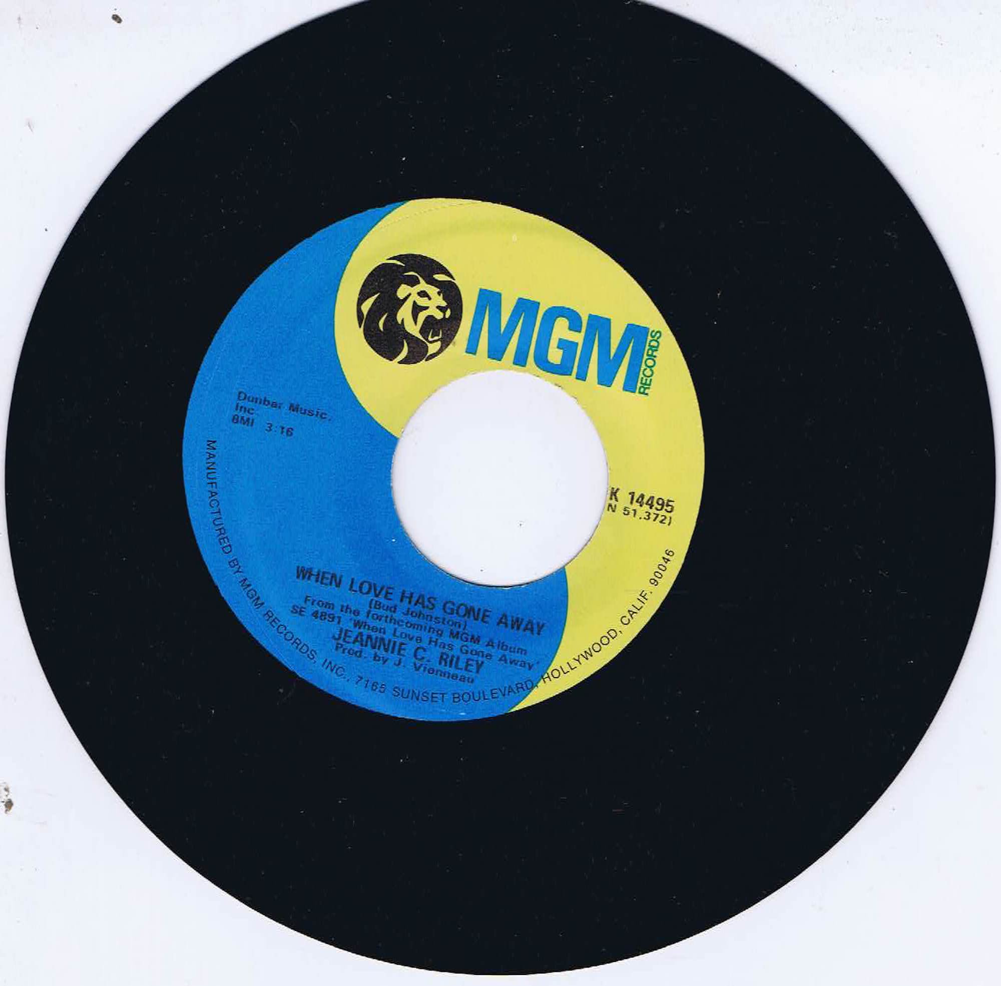 Jeannie C. Riley – When Love Has Gone Away - K 14495 - 7-inch Vinyl Record