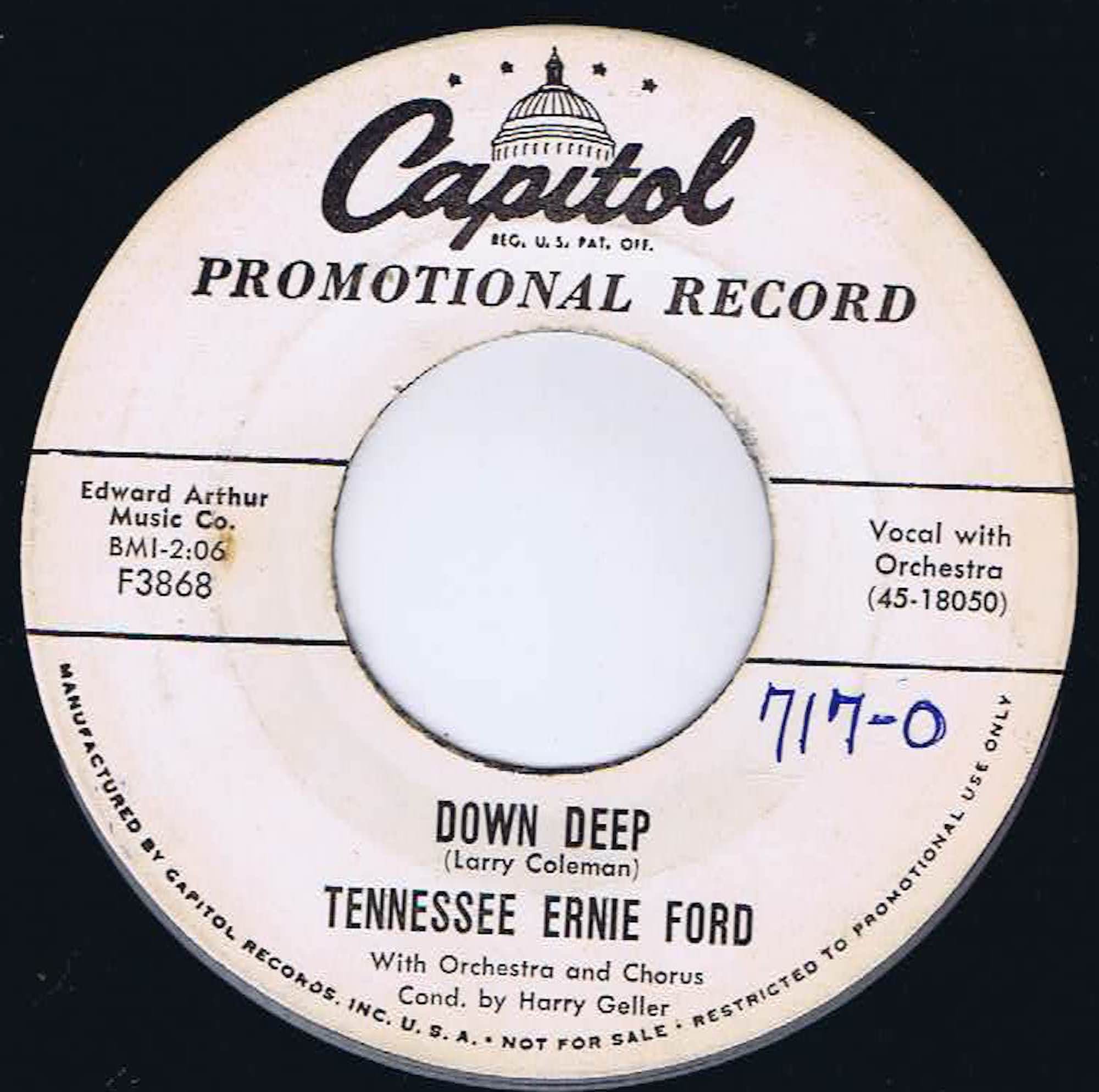 Tennessee Ernie Ford - Bless Your Pea Pickin Heart - F3868 - Promo 7-inch Vinyl Record