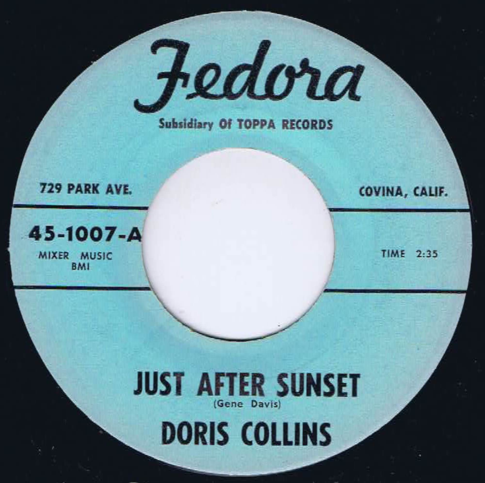 Doris Collins - Just After Sunset - Fedora 45-1007 - 7-inch Vinyl Record