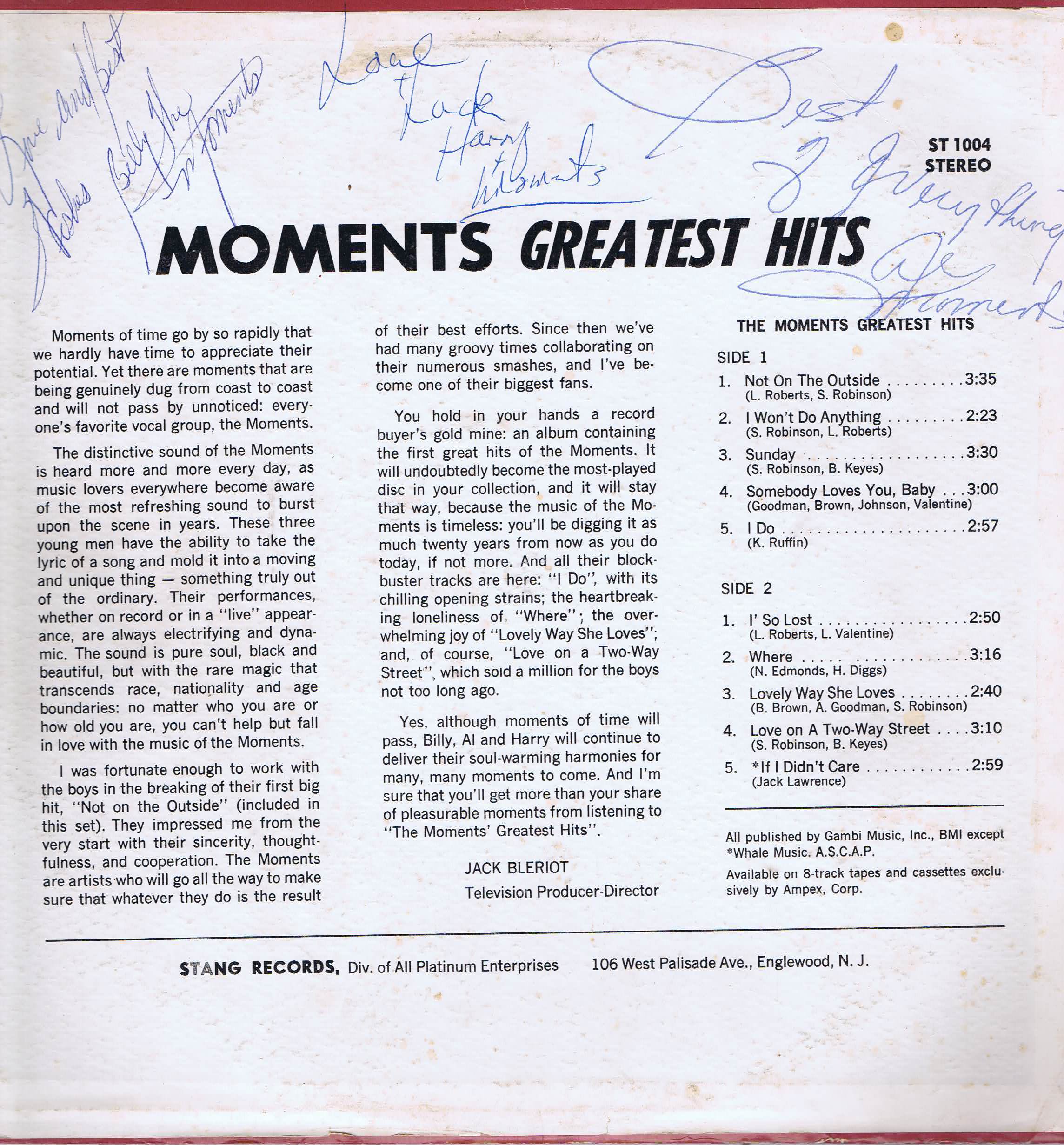 Moments - Greatest Hits - STANG 1004 – Signed LP Vinyl Record Moments - Greatest Hits - STANG 1004 – Signed LP Vinyl Record