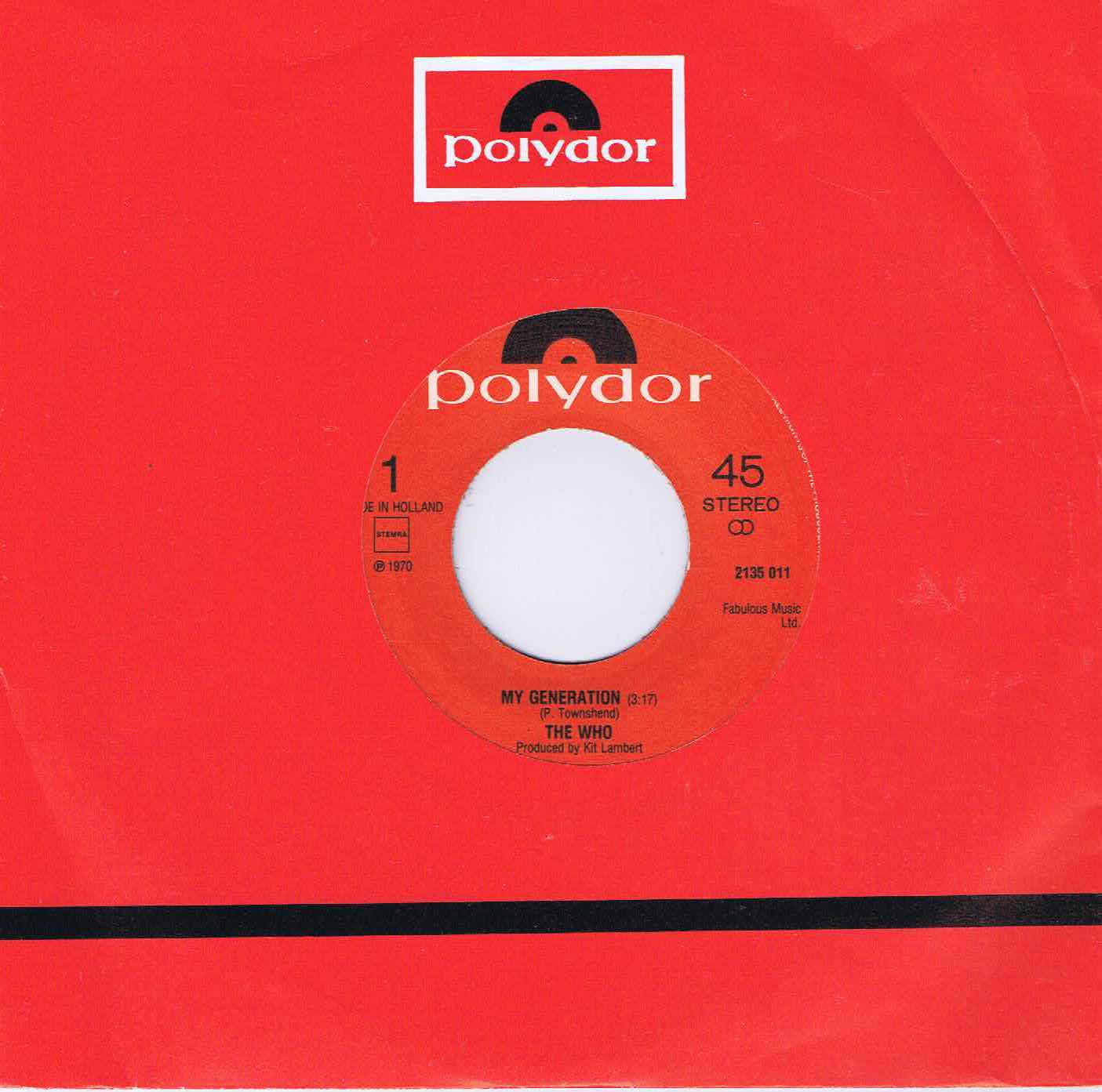 The Who - My Generation - Polydor 2135 011 - 7-inch Record