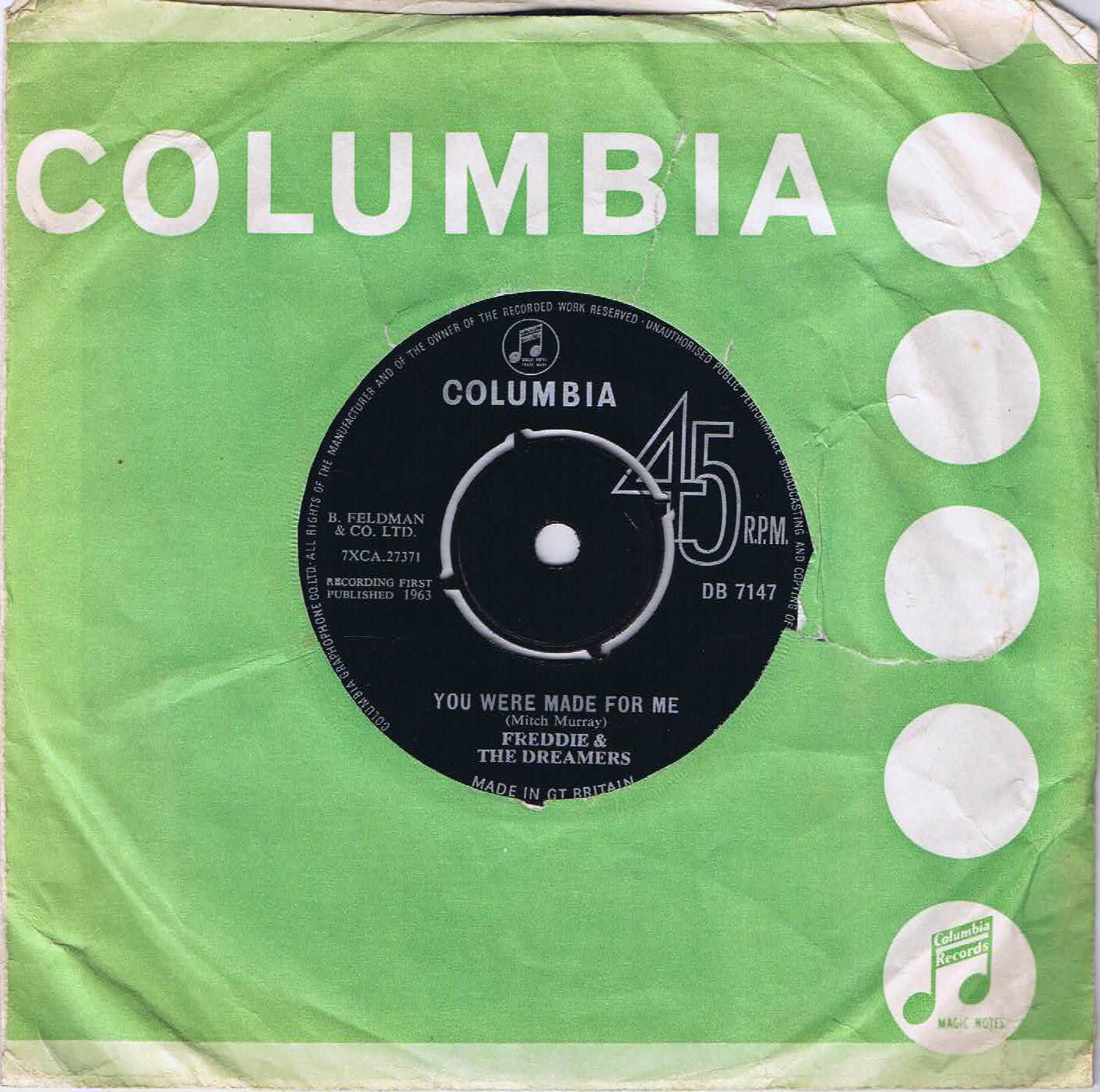 Freddie & The Dreamers - You Were Made For Me - DB 7147 - 7-inch Record