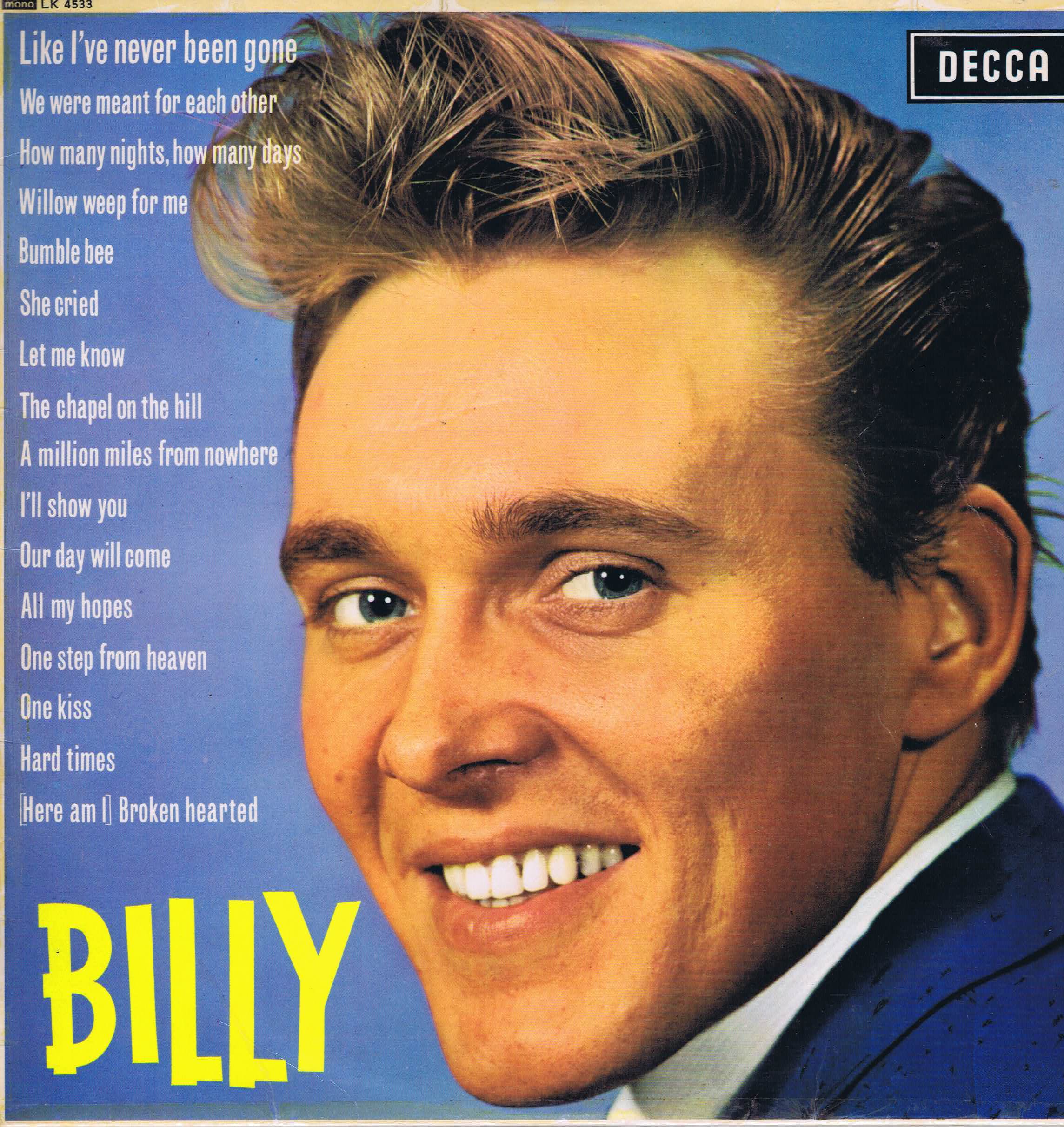 Billy Fury - Billy - Decca LK 4533 - Mono LP Vinyl Record