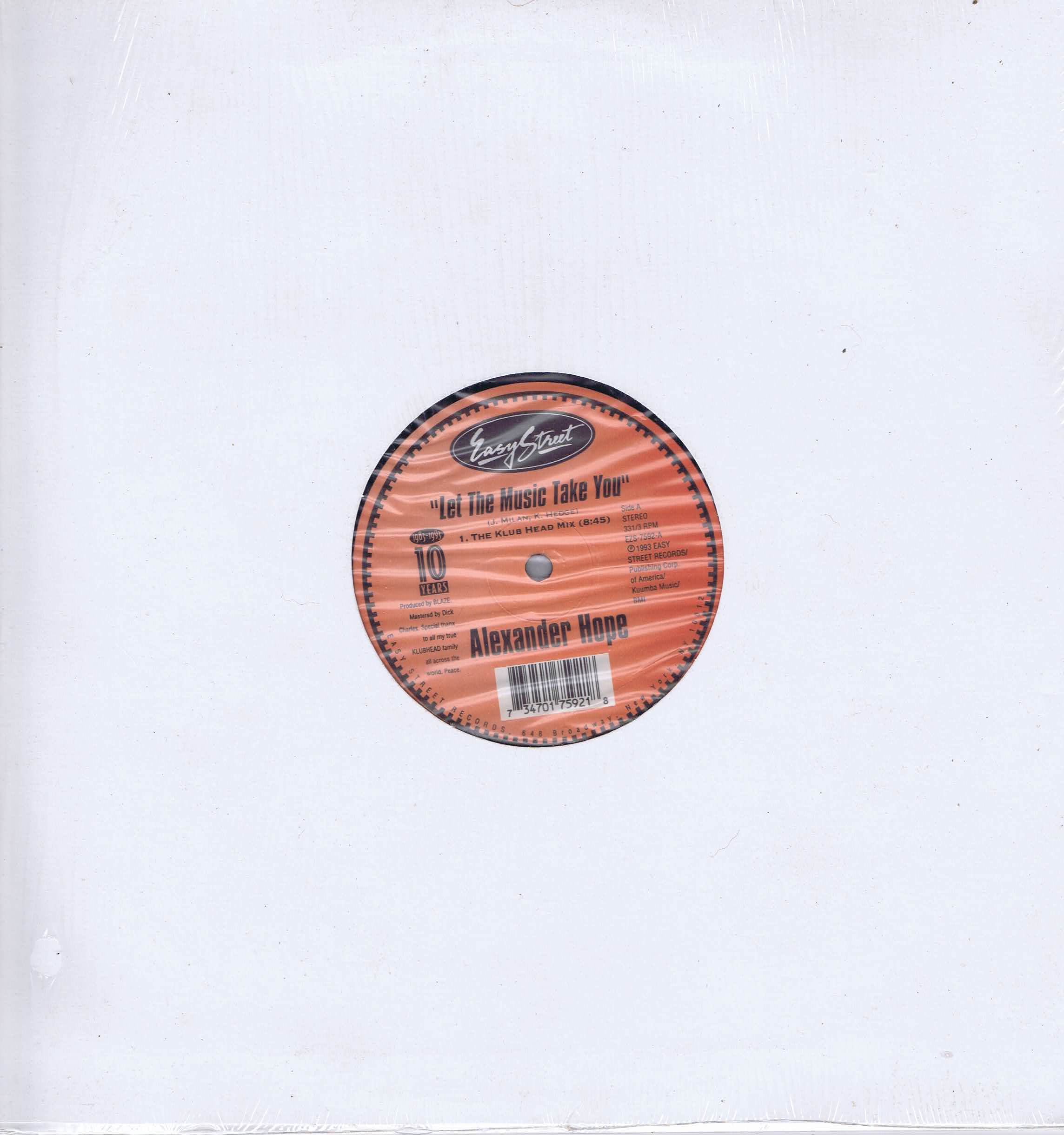 Alexander Hope – Let The Music Take You - EZS-7592 - 12-inch Vinyl Record