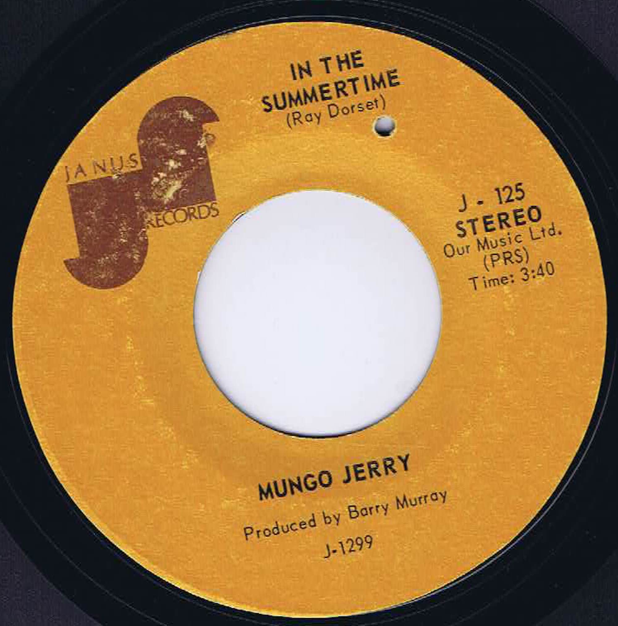 Mungo Jerry – In The Summertime / Mighty Man - J 125 - 7-inch Vinyl Record
